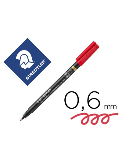 Rotulador lumocolor staedtler retroproyeccion punta de fibra permanente 319-2 rojo punta fina redonda 0.6 mm