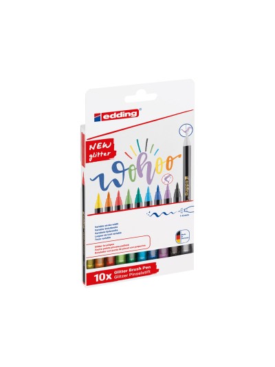 Rotulador edding punta pincel 1340 purpurina caja de 10 unidades colores surtidos