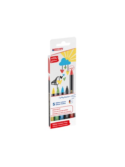 Rotulador edding punta fibra 1200 punta redonda 0,5 mm glitter basico caja de 5 unidades colores surtidos