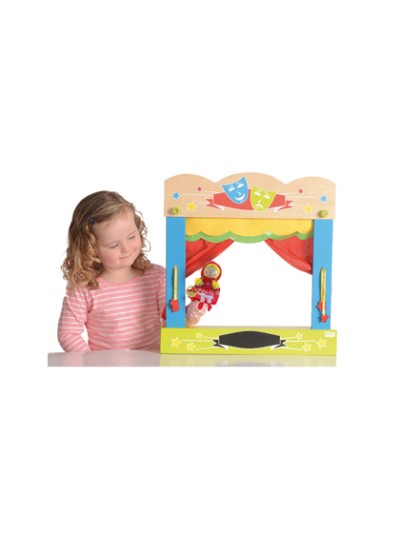 Teatro fiesta crafts de sobremesa marionetas en madera y tela una cara 45x47 cm