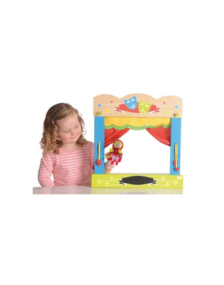 Teatro fiesta crafts de sobremesa marionetas en madera y tela una cara 45x47 cm