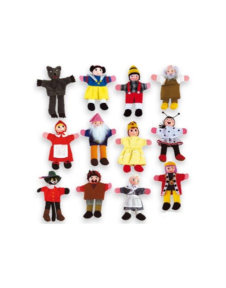 Juego andreutoys marioneta de dedos personajes cuentos infantiles surtidos 30cm caja de 12 unidades
