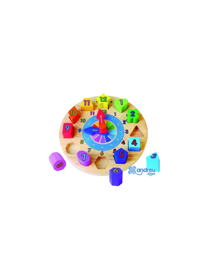 Puzle andreutoys reloj madera figuras geometricas 22x4 cm Puzle andreutoys reloj madera figuras geometricas 22x4 cm