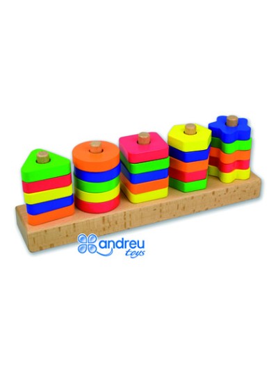 Juego andreutoys manipulacion 25 piezas geometricas + 12 plantillas doble cara 32,8x19,2x7,1 cm