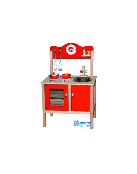 Juego andreutoys cocina madera con complementos 53,5x29,5x83 cm