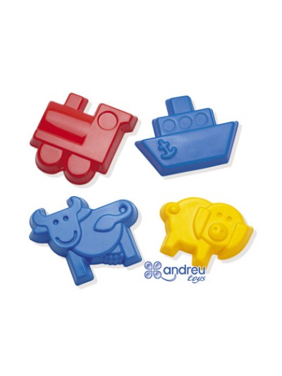 Juego dantoy moldes arena 4 modelos 12 cm caja de 32 unidades surtidas