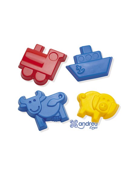 Juego dantoy moldes arena 4 modelos 12 cm caja de 32 unidades surtidas