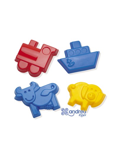 Juego dantoy moldes arena 4 modelos 12 cm caja de 32 unidades surtidas