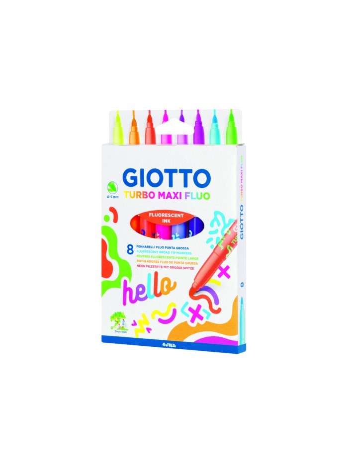Rotulador giotto turbo maxi fluo caja de 8 unidades colores surtidos Rotulador giotto turbo maxi fluo caja de 8 unidades colores surtidos