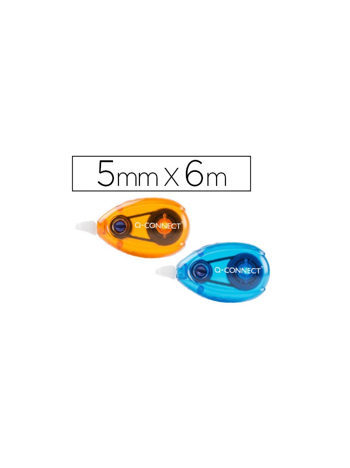 Corrector q-connect cinta blanco 5 mm x 6 mt blister 2 unidades azul y naranja Corrector q-connect cinta blanco 5 mm x 6 mt blister 2 unidades azul y naranja