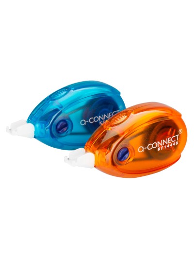 Corrector q-connect cinta blanco 5 mm x 6 mt blister 2 unidades azul y naranja