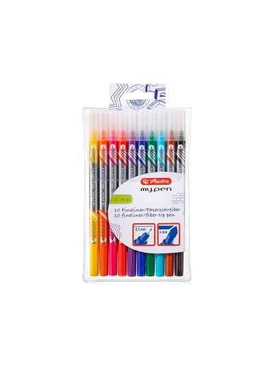 Rotulador herlitz my-pen doble punta 0,5/4 mm blister de 10 colores surtidos