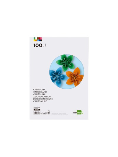 Cartulina liderpapel a3 180g/m2 10 colores surtidos paquete 100 hojas