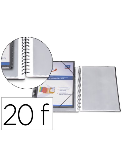 Carpeta pardo escaparate con espiral 20 fundas folio personalizable color negra