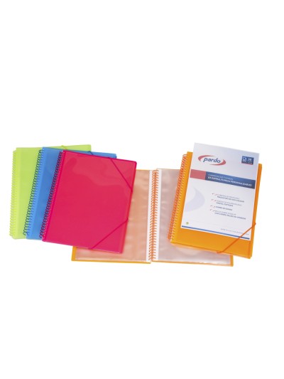 Carpeta pardo escaparate con espiral 20 fundas folio personalizable color negra