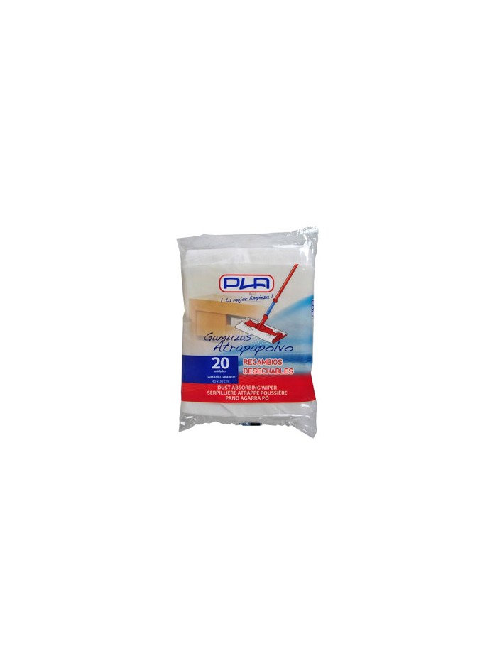 Recambio mopa pla atrapapolvo desechable grande 40x30 cm bolsa de 20 unidades Recambio mopa pla atrapapolvo desechable grande 40x30 cm bolsa de 20 unidades