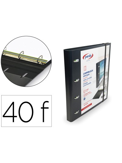 Carpeta con recambio pardo polipropileno foam personalizable 4 anillas 35 mm negro