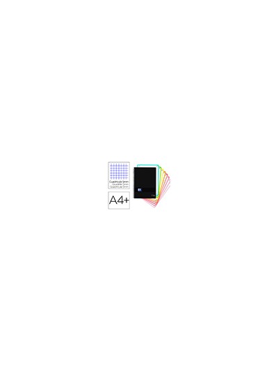Cuaderno espiral oxford ebook 8 tapa plastico din a4+ 160 h cuadricula 5 mm black'n colors turquesa