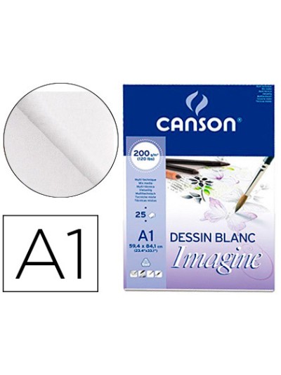 Bloc dibujo multitecnicas canson imagine din a1 encolado liso 59,4x84,1 cm 25 hojas 200 gr/m2