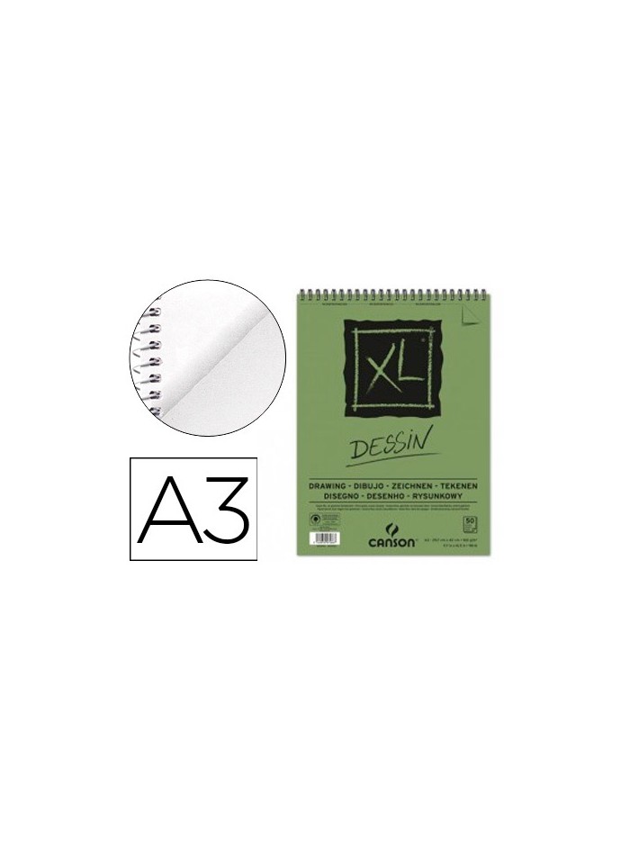 Bloc dibujo canson xl dessin din a3 liso microperforado espiral 29,7x42 cm 50 hojas 160 gr/m2 Bloc dibujo canson xl dessin din a3 liso microperforado espiral 29,7x42 cm 50 hojas 160 gr/m2