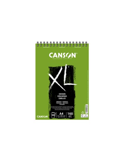 Bloc dibujo canson xl dessin din a4 liso microperforado espiral 21x29,7 cm 50 hojas 160 gr/m2
