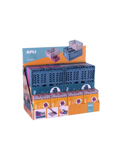 Caja almacenamiento apli plegable up north expositor de 26 unidades tamaños y colores surtidos