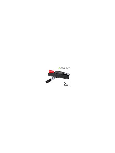 Borrador q-connect magnetico con rotulador rojo y negro para pizarra blanca