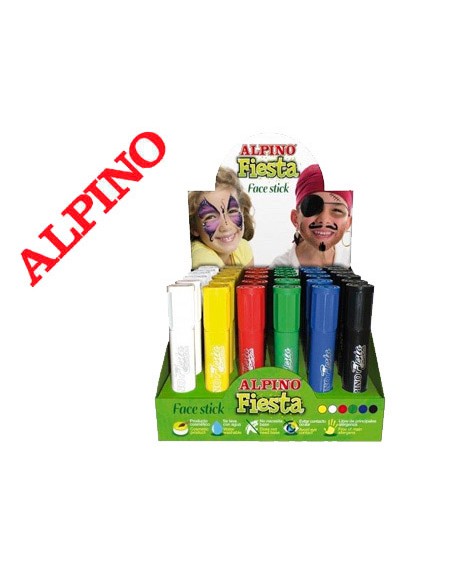 Barra maquillaje alpino fiesta face stick expositor de 36 unidades colores surtidos