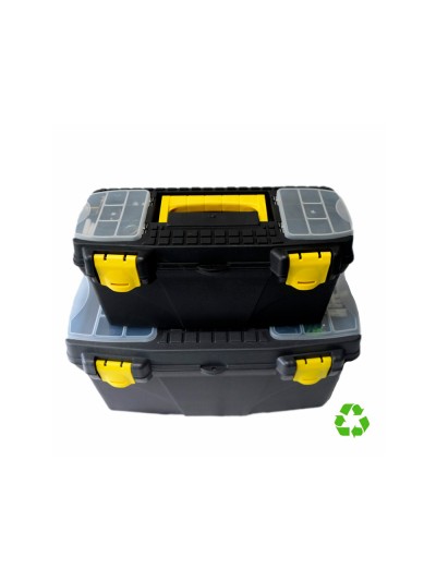 Caja de herramientas archivo 2000 con bandeja organizadora y compartimentos varios polipropileno reciclado 100%