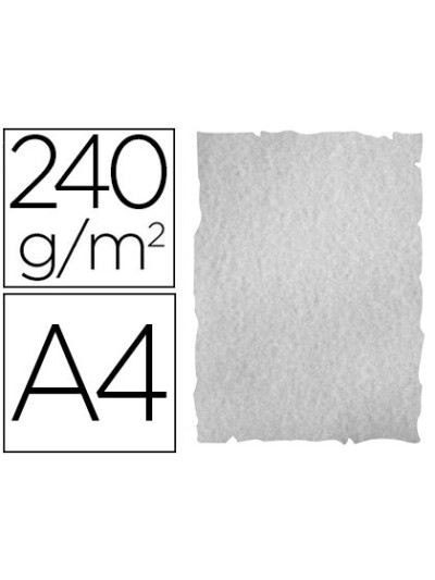 Papel color liderpapel pergamino con bordes a4 240gr gris pack de 10 hojas