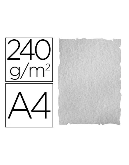 Papel color liderpapel pergamino con bordes a4 240gr gris pack de 10 hojas