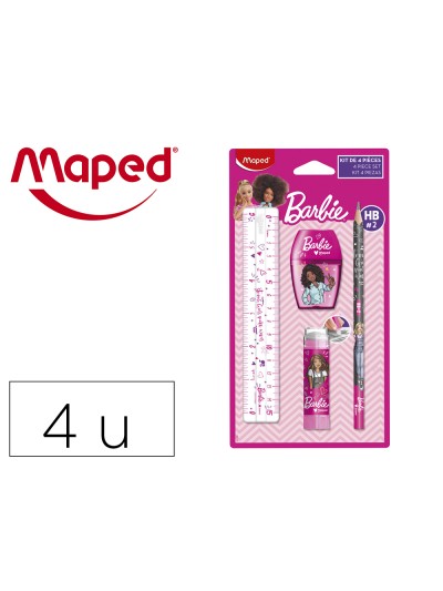 Mini set papeleria maped barbie 4 piezas