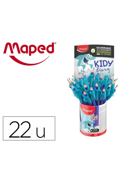 Lapices de grafito maped hb con goma borrar + adaptador ergonomico cubilete de 22 unidades