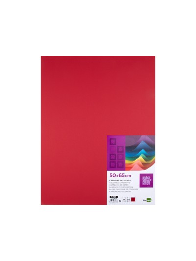 Cartulina liderpapel 50x65 cm 240g/m2 rojo navidad paquete de 25 hojas