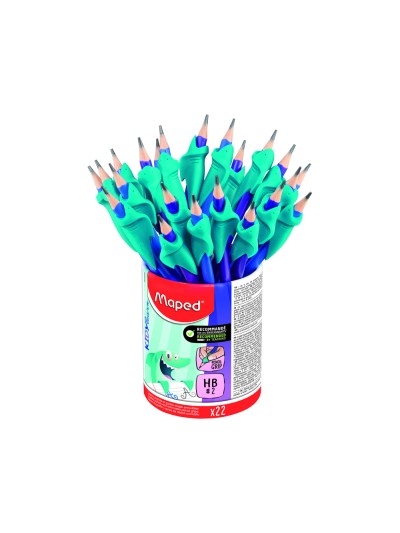 Lapices de grafito maped hb con goma borrar + adaptador ergonomico cubilete de 22 unidades