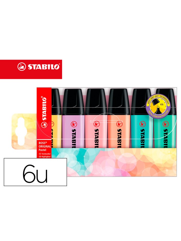 Rotulador stabilo boss pastel fluorescente 70 estuche de 6 unidades surtidas Rotulador stabilo boss pastel fluorescente 70 estuche de 6 unidades surtidas