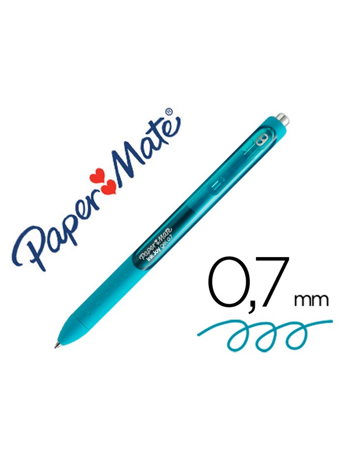 Boligrafo paper mate inkjoy retractil gel pen trazo 0,7 mm verde azulado Boligrafo paper mate inkjoy retractil gel pen trazo 0,7 mm verde azulado