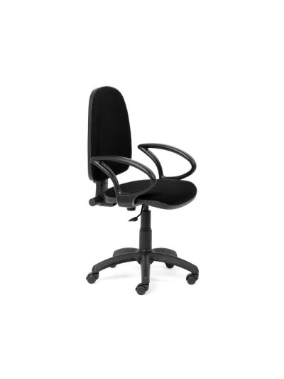 Silla rocada con brazos color negro diametro base 610 mm respaldo de 490 mm x 420 mm