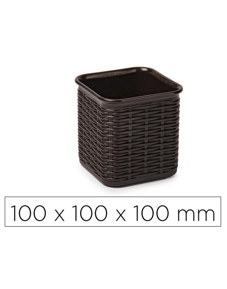 Cubilete portalapices plasticforte plastico mimbre colores surtidos 100x100x100 mm