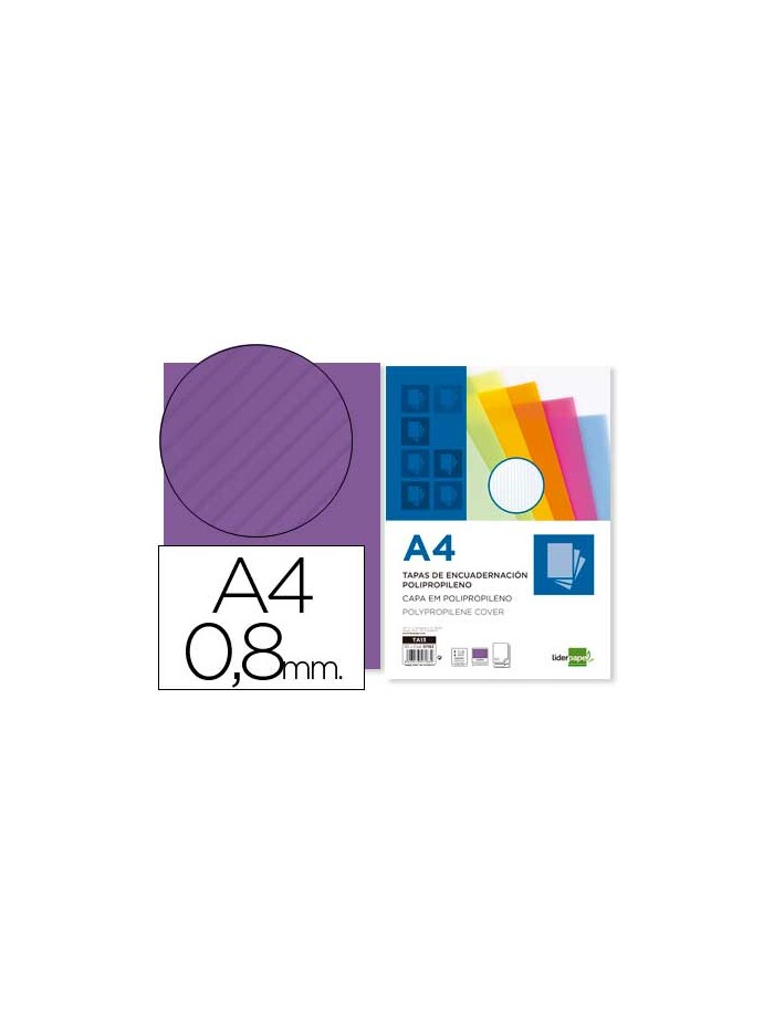 Tapa encuadernacion liderpapel polipropileno ondulado a4 0.8 mm violeta paquete de 50 unidades Tapa encuadernacion liderpapel polipropileno ondulado a4 0.8 mm violeta paquete de 50 unidades