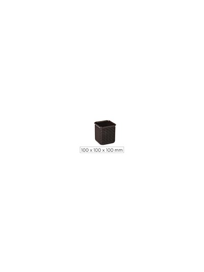 Cubilete portalapices plasticforte plastico mimbre colores surtidos 100x100x100 mm