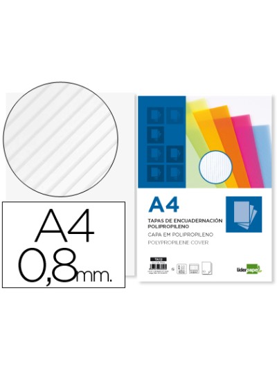 Tapa encuadernacion liderpapel polipropileno ondulado a4 0.8 mm transparente paquete de 50 unidades