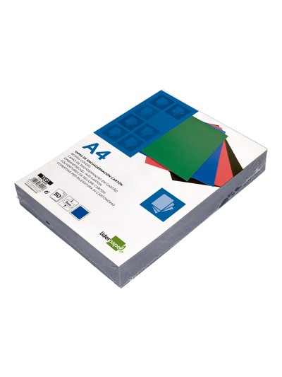 Tapa encuadernacion liderpapel carton a4 1mm azul paquete de 50 unidades