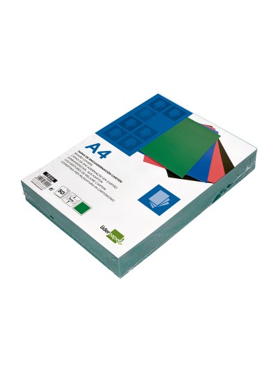 Tapa encuadernacion liderpapel carton a4 1mm verde paquete de 50 unidades