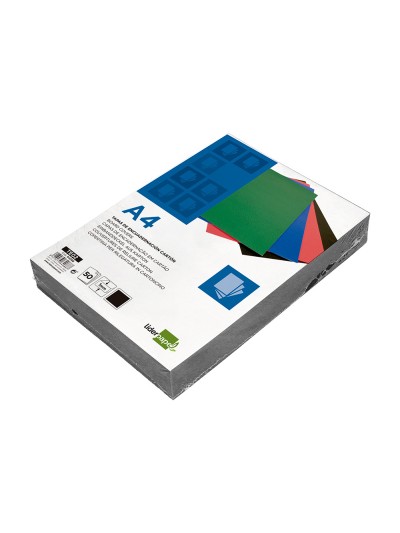 Tapa encuadernacion liderpapel carton a4 1mm negra paquete de 50 unidades
