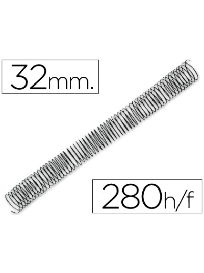 Espiral metalico q-connect 64 5:1 32mm 1,2mm caja de 50 unidades