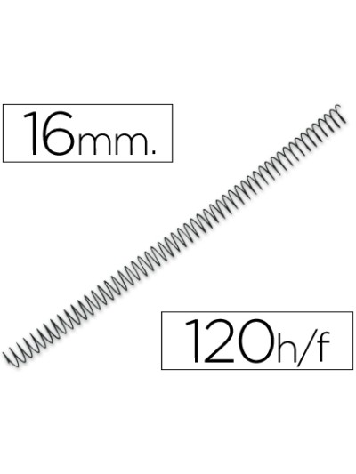 Espiral metalico q-connect 64 5:1 16mm 1,2mm caja de 100 unidades