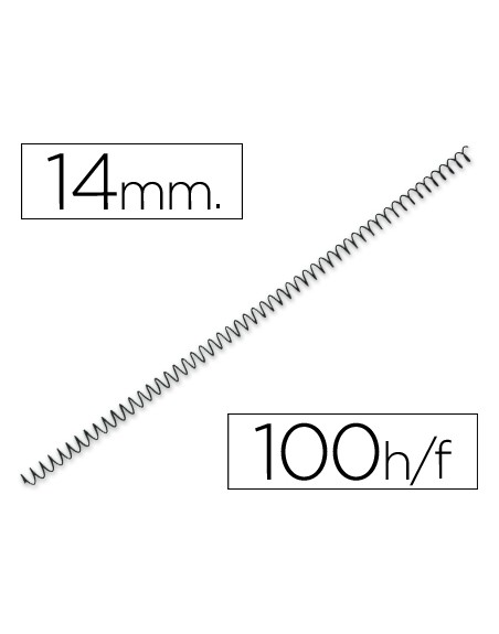 Espiral metalico q-connect 64 5:1 14 mm 1mm caja de 100 unidades