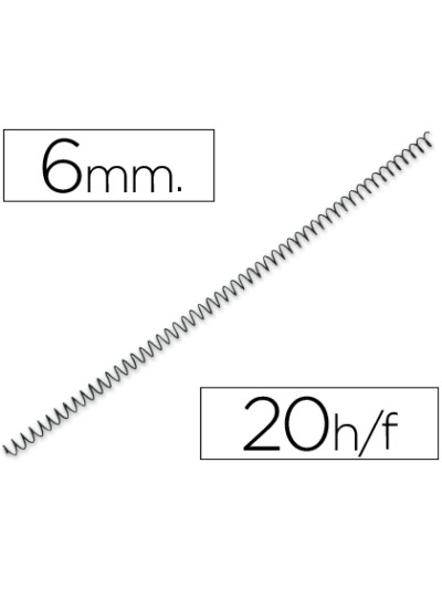 Espiral metalico q-connect 64 5:1 6mm 1mm caja de 200 unidades