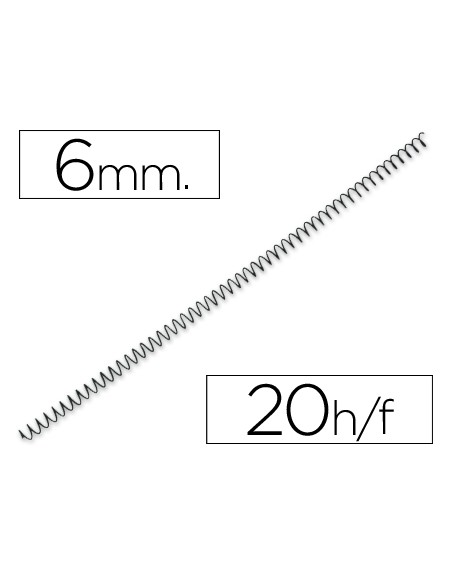 Espiral metalico q-connect 64 5:1 6mm 1mm caja de 200 unidades